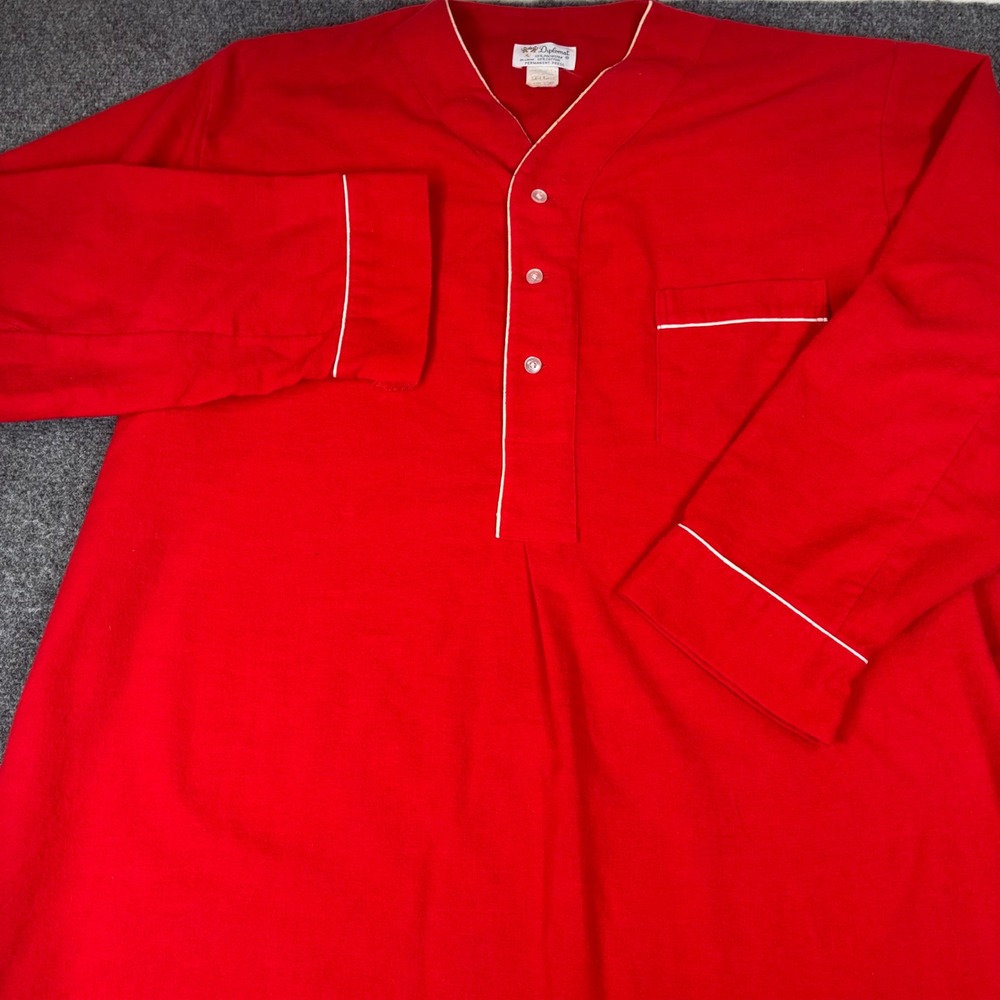Vintage‎ Diplomat Mens Red Nightshirt XL Long Sleeve Cotton Blend Made in USA